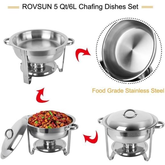 4 Packed Full Size Stainless Steel Chafing Dish Buffet Set - Picture 2 of 7